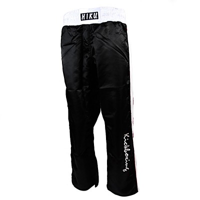 HIKU - Pantalon de Kickboxing  (noir, bandes laterales blanches)