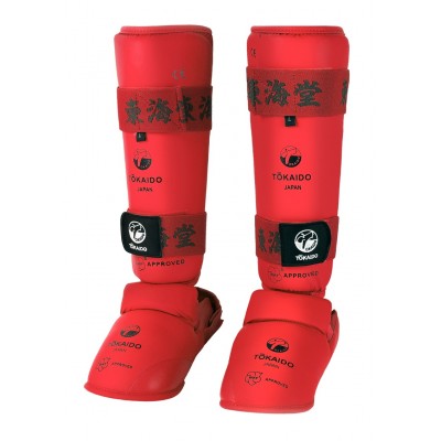 TOKAIDO - Protège-tibias/ -pieds de Karaté (rouge)