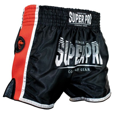 SUPER PRO - Thai Shorts Stripes (schwarz/rot)