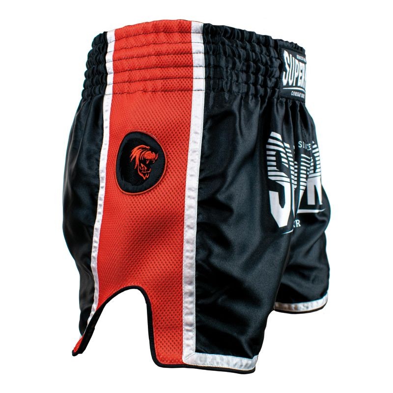 SUPER PRO - Thai Shorts Stripes (schwarz/rot)