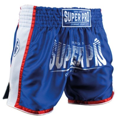 SUPER PRO - Thai Shorts Stripes (blau/weiss)