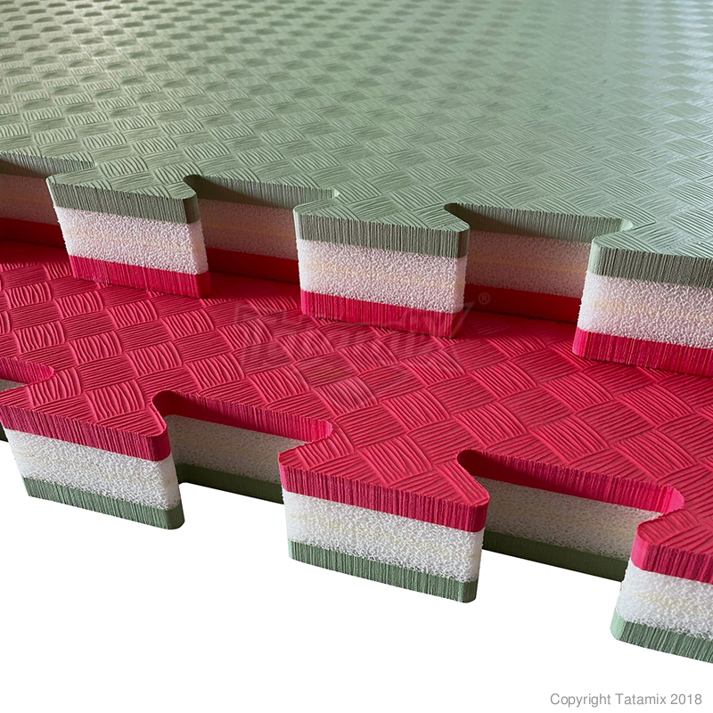 TATAMIX tapis hybride à enfiler - 4 cm d'épaisseur (rouge - vert sauge)