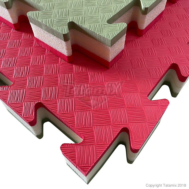TATAMIX tapis hybride à enfiler - 4 cm d'épaisseur (rouge - vert sauge)