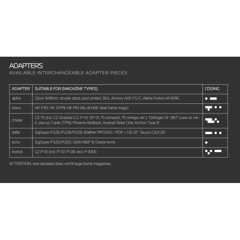 Nine Reloaded «Adapter» l Glock 17/19/26 (etc.)