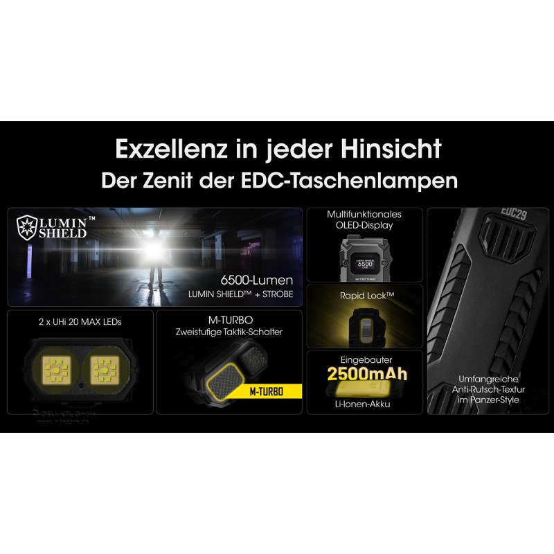 NiteCore EDC29  Taschenlampe - Schwarz (6'500 Lumen)