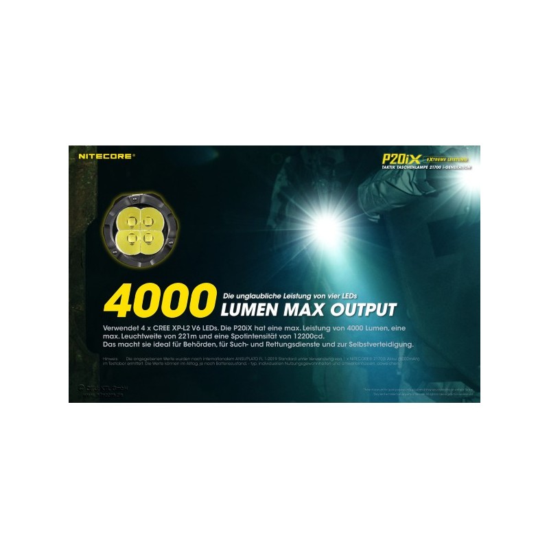 NiteCore P20iX Taschenlampe - Xtreme Performance (4'000 Lumen) NiteCore P20iX Taschenlampe - Xtreme Performance (4'000 Lumen)