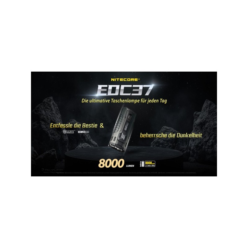 NiteCore EDC37 Taschenlampe - Schwarz (8'000 Lumen) NiteCore EDC37 Taschenlampe - Schwarz (8'000 Lumen)
