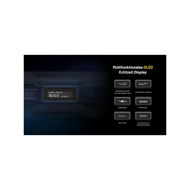 NiteCore EDC37 Taschenlampe - Schwarz (8'000 Lumen) NiteCore EDC37 Taschenlampe - Schwarz (8'000 Lumen)