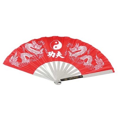 Tai Chi / Kung Fu eventail en métal (rouge)