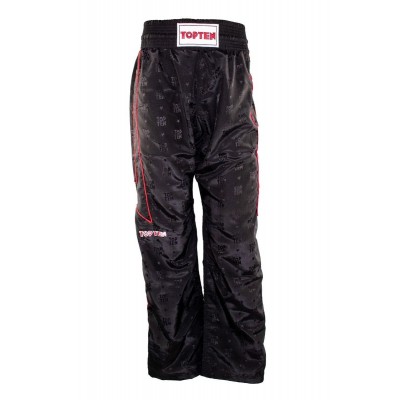 TOP TEN Kickboxhose (schwarz mit Bestickung rot)