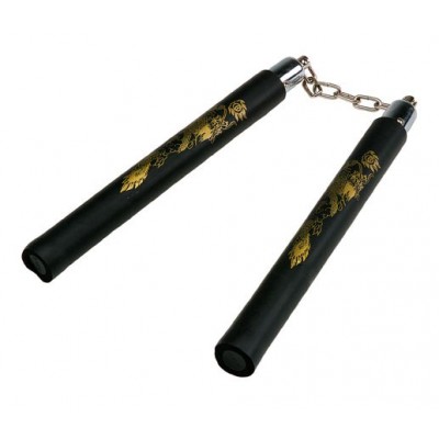 Nunchaku Schaumgummi mit Kette (schwarz)
